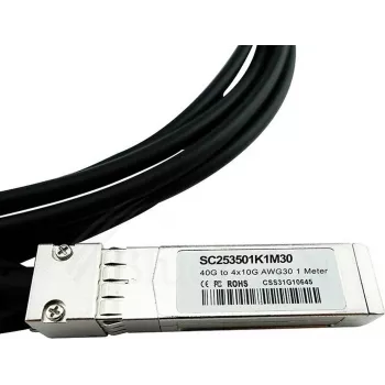 BlueLAN LSWM1QSTK3-BL 40GBASE-CR4 QSFP σε 4x10GBASE-CR SFP+ Παθητικό καλώδιο Direct Attach Breakout, 1m, AWG30