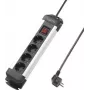 Sygonix SY-4538264 πολύπριζο 4 θέσεων με διακόπτη, 1,5 m, μαύρο/ασημί