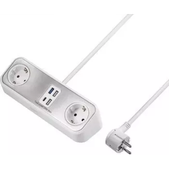 Sygonix SY-4538256 Πολύπριζο 2 θέσεων Schuko, λευκό, καλώδιο 1,5 m