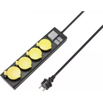 SYGONIX RF-4737806 Πολύπριζο με διακόπτη, 6 πρίζες Schuko, καλώδιο 1,5 m, μαύρο/κίτρινο