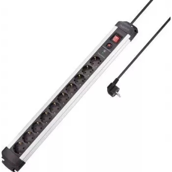 SYGONIX SY-4755616 Πολύπριζο προστασίας υπέρτασης ασημί μαύρο 6 πρίζες Schuko 1,5m