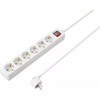 SYGONIX SY-4891004 Πολύπριζο 4 θέσεων με διακόπτη, Λευκό, καλώδιο 1,5 m, Schuko