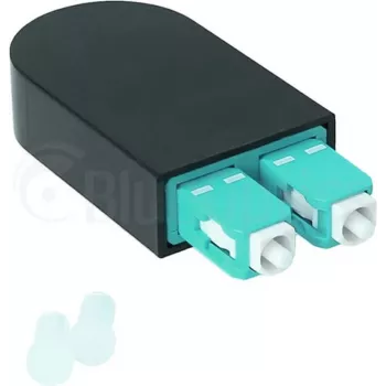 BLUELAN BlueOptics Προσαρμογέας Loopback οπτικής ίνας OM3 50/125µm Multimode SC/UPC Duplex, Aqua/Τιρκουάζ, κεραμικό ferrule, -40°C έως +85°C (BOLBSCOM3)