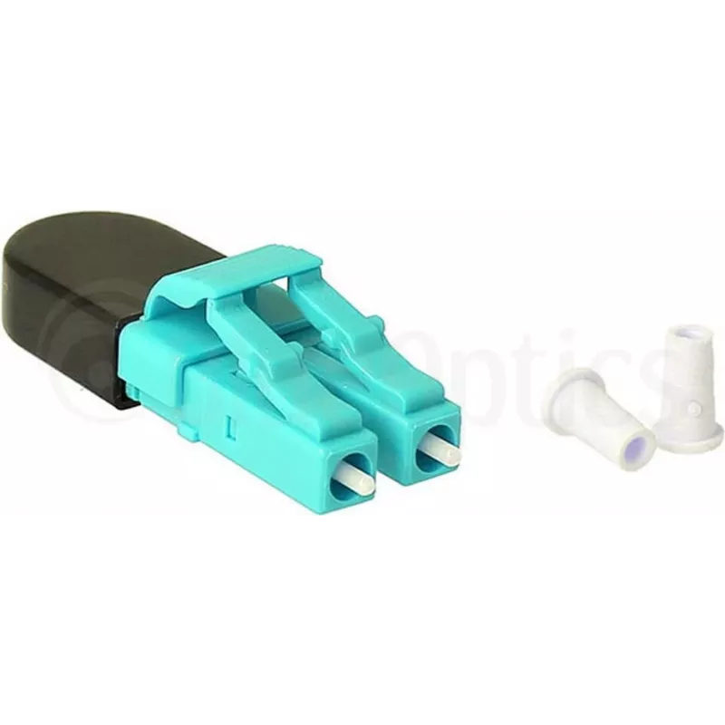 BLUELAN BlueOptics OM3 LC/UPC Duplex Multimode Προσαρμογέας Loopback οπτικής ίνας, Aqua, κεραμικό ferrule, -40°C έως +85°C BOLBLCOM3