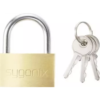 Sygonix SY-5045284 Λουκέτο 39,8 mm ίδιο κλειδί; Όχι, διαφορετικό κλειδί χρυσό-κίτρινο συμπαγές ορείχαλκος με σκληρυμένο χαλύβδινο βραχίονα