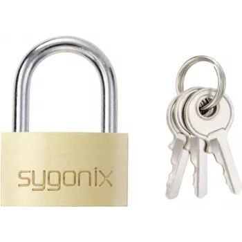 Sygonix SY-5045288 Λουκέτο ορειχάλκινο 29,8 mm ίδιο κλειδί; Όχι, διαφορετικό κλειδί χρυσό-κίτρινο