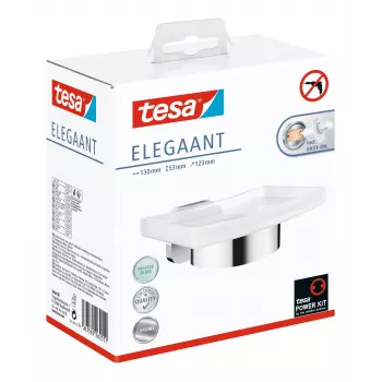 tesa ELEGAANT 40628-00000-00 Σαπουνοθήκη χρώμιο (γυαλιστερό), λευκό (σατέν)