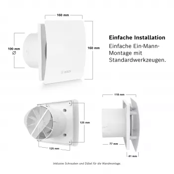 BOSCH F1500 DH 100 ανεμιστήρας εξαερισμού μπάνιου με χρονοκαθυστέρηση DN 100 7738335626