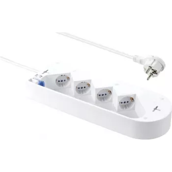 Sygonix SY-5228510 πολύπριζο 4 θέσεων με διακόπτη, λευκό, καλώδιο 1,5 m