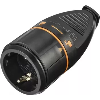 Sygonix SY-5597566 υποδοχή Schuko, πλαστική, 250 V AC, μαύρο/πορτοκαλί