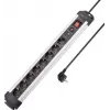 SYGONIX SY-4755614 πολύπριζο προστασίας από υπέρταση, 6 υποδοχές Schuko, ασημί/μαύρο