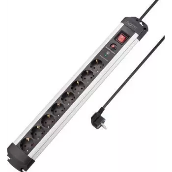 SYGONIX SY-4755614 πολύπριζο προστασίας από υπέρταση, 6 υποδοχές Schuko, ασημί/μαύρο