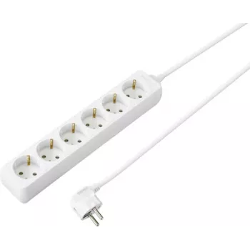 Sygonix SY-4891000 πολύπριζο Schuko 6 θέσεων λευκό καλώδιο 1,5m με διακόπτη και προστασία παιδιών