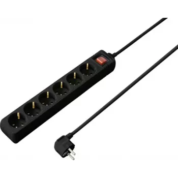 Sygonix SY-4891002 πολύπριζο Schuko με διακόπτη, μαύρο, 1 υποδοχή, καλώδιο 1,5 m