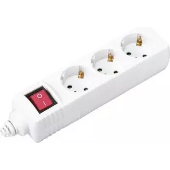 Sygonix BT-2372210 πολύπριζο 3 θέσεων με φωτιζόμενο διακόπτη, λευκό, καλώδιο 1,5 m