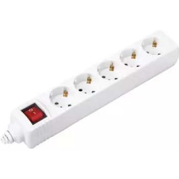 Sygonix BT-2372211 πολύπριζο 5 θέσεων με διακόπτη, λευκό, καλώδιο 1,5 m