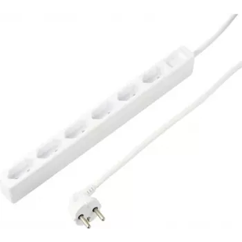 Sygonix SY-5775150 πολύπριζο 6 θέσεων με ευρωπαϊκό βύσμα, λευκό, καλώδιο 1,5m