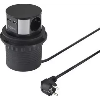 SYGONIX SY-4780156 πύργος πριζών 8 πρίζες AC 2 USB-A 1 USB-C καλώδιο 1,5m μαύρο/ασημί