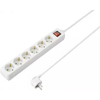 Sygonix SY-4891008 πολύπριζο με διακόπτη, 3 πρίζες, καλώδιο 1,5 m, λευκό