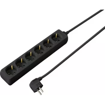 Sygonix SY-4890996 πολύπριζο Schuko 3 θέσεων με φωτιζόμενο διακόπτη, καλώδιο 1,5 m, μαύρο