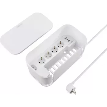 Sygonix SY-6118238 πολύπριζο Schuko 5 θέσεων με ράγα ρεύματος, καλώδιο 1,5 m, λευκό