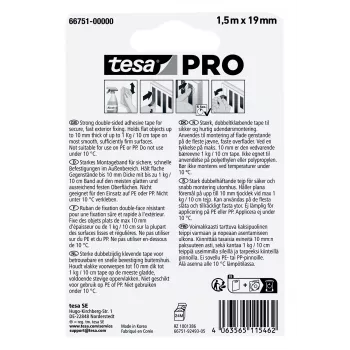 tesa Montage PRO Outdoor 66751-00000-00 διαφανής ταινία συναρμολόγησης 1,5 m x 19 mm