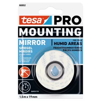 tesa Montage PRO ταινία τοποθέτησης καθρέφτη λευκή 1,5 m x 19 mm 66952-00000-00