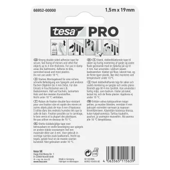 tesa Montage PRO ταινία τοποθέτησης καθρέφτη λευκή 1,5 m x 19 mm 66952-00000-00