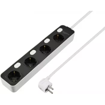 Sygonix SY-6118236 πολύπριζο 4 θέσεων με φωτιζόμενο διακόπτη, Schuko, καλώδιο 1,5 m, μαύρο