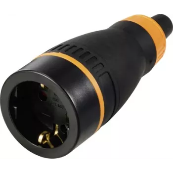 Sygonix SY-6618480 Υποδοχή Schuko TPE PC 250 V/AC Μαύρο Πορτοκαλί IP20