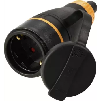 Sygonix SY-6618484 Υποδοχή ασφαλείας Schuko TPE PC 250 V/AC Μαύρο Πορτοκαλί IP44