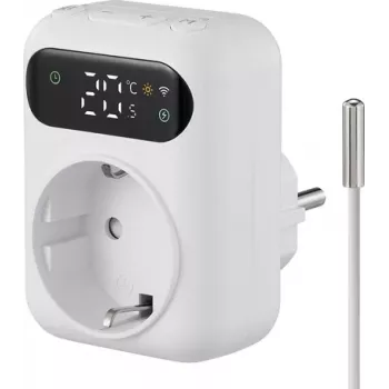Sygonix SY-6824096 Θερμοστάτης πρίζας με εβδομαδιαίο πρόγραμμα, 16 A, 3680 W, LCD, αντιπαγετική προστασία, ασφάλεια παιδιών, Λευκό