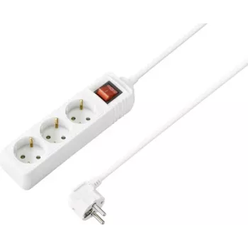 Sygonix SY-4890990 Πολύπριζο με διακόπτη λευκό Schuko 3 θέσεων 1,5 m
