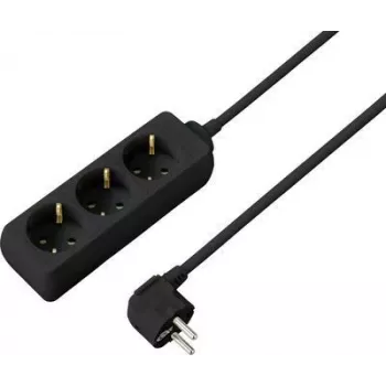 SYGONIX SY-4892462 Πολύπριζο χωρίς διακόπτη, 6 υποδοχές Schuko, καλώδιο 1,5 m, μαύρο