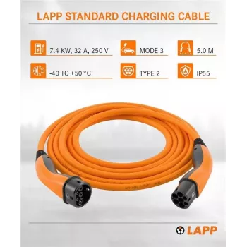 LAPP MOBILITY Type 2 Καλώδιο φόρτισης EV, 7,4 kW, 5 m, Πορτοκαλί 61786