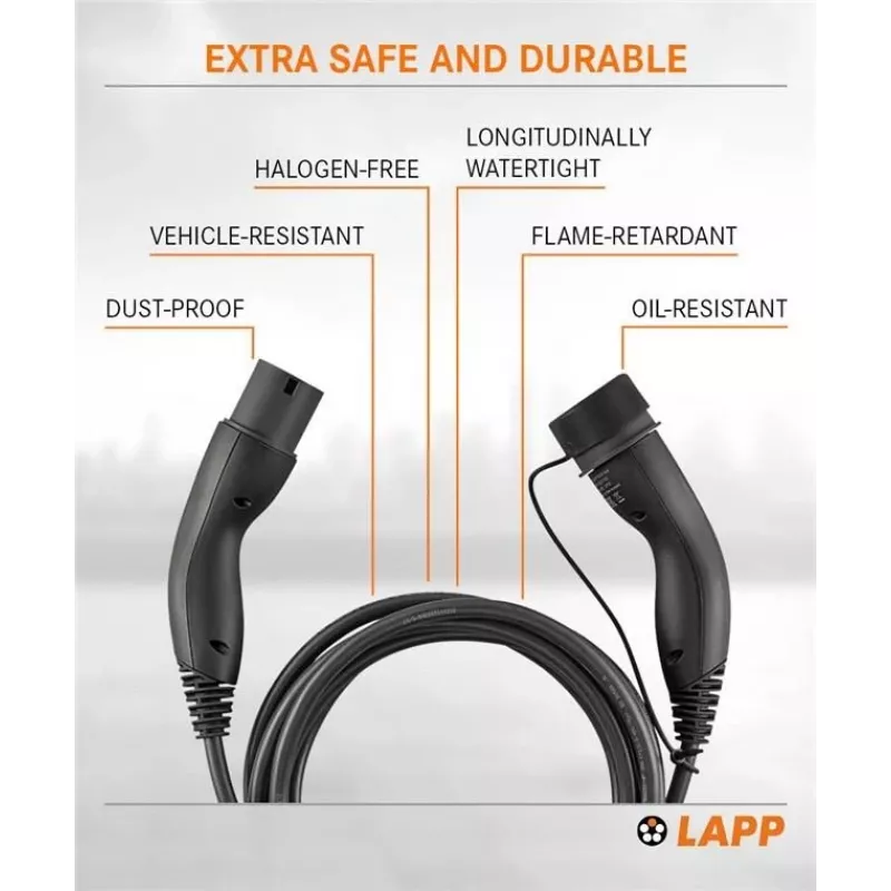 LAPP MOBILITY Καλώδιο φόρτισης EV Τύπου 2 22 kW 5 m Μαύρο 61781