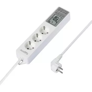Sygonix SY-4675078 Πολύπριζο με ψηφιακό χρονοδιακόπτη, 3 υποδοχές Schuko, καλώδιο 1,5 m, Λευκό