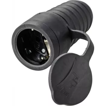 Sygonix SY-5806882 Υποδοχή Schuko Λάστιχο 250 V/AC Μαύρο IP44