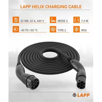 Lapp Mobility Type 2 Helix Καλώδιο φόρτισης 22 kW 7 m Μαύρο