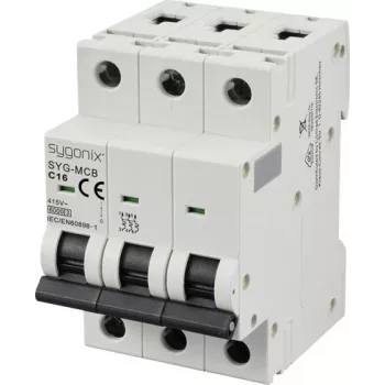 Sygonix SY-6441084 3-πολικός C16 16A 6kA Μικροαυτόματος διακόπτης, 415V AC, τοποθέτηση σε ράγα DIN