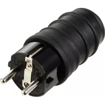 Sygonix SY-6618468 Βύσμα Schuko TPE 250 V/AC μαύρο IP44