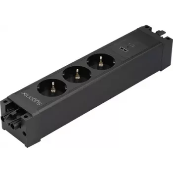Sygonix SY-6872236 Μονάδα πρίζας 3 θέσεων χωνευτή χωρίς διακόπτη, μαύρο