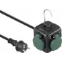 Sygonix SY-6903362 Κουτί πρίζας με 4 πρίζες Schuko και 2 θύρες USB, μαύρο/πράσινο