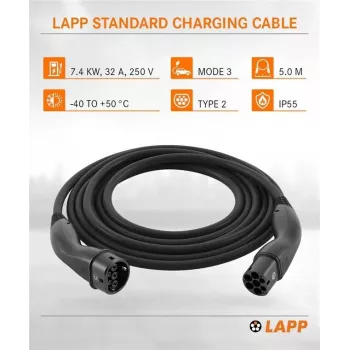 LAPP MOBILITY Καλώδιο φόρτισης EV Type 2, 7,4 kW, 5 m, μαύρο (61780)