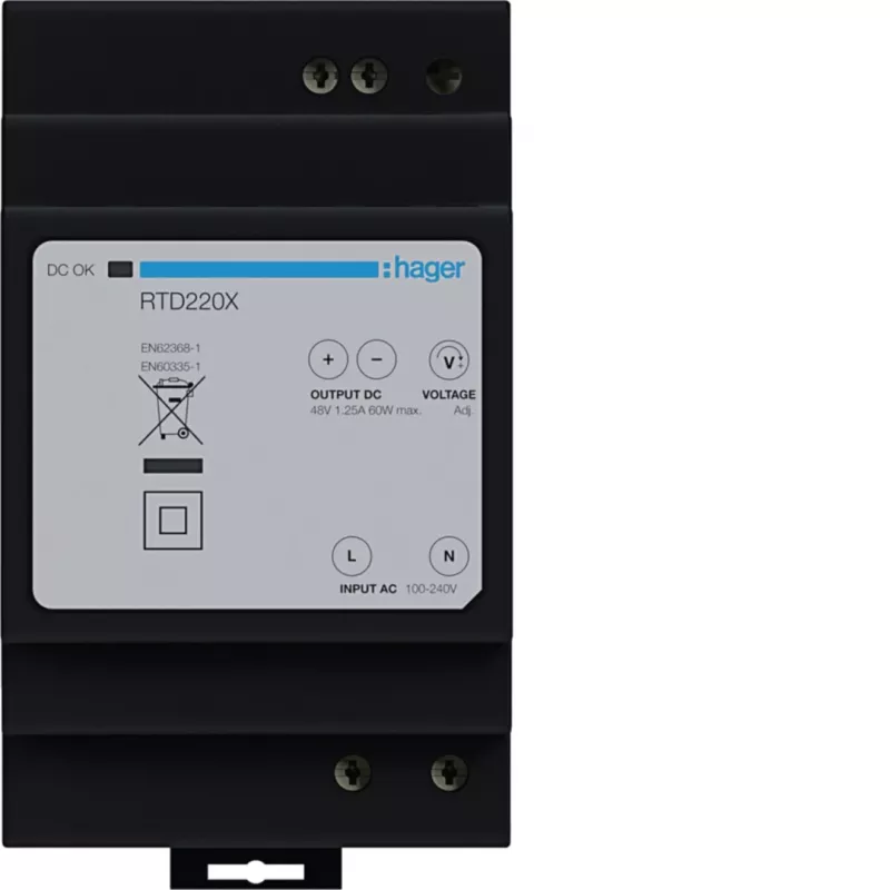Hager RTD220X 48V DC 60W Τροφοδοτικό ράγας DIN