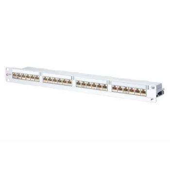 METZ CONNECT 130856-E-90 Patch Panel 24 θυρών Cat.6A θωρακισμένο, 1U, Λευκό