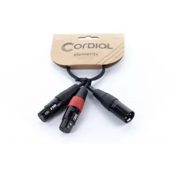 Cordial EY 0,3 MFF XLR Καλώδιο προσαρμογέα Y - 1x XLR βύσμα αρσενικό σε 2x XLR υποδοχή θηλυκή, 0,3 m, μαύρο 14881