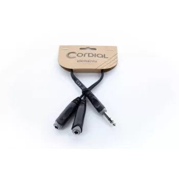 Cordial 14882 Καλώδιο προσαρμογέα Y στερεοφωνικό jack 6,3mm, 1x αρσενικό σε 2x θηλυκό, 0,3m, Μαύρο PVC