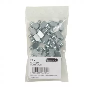 PRESSOL Κωνικός γρασαδόρος H3-90°, M8 x 1,25, γαλβανισμένος, 25 τεμ. (16 211)