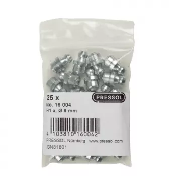 Pressol Κωνικός γρασαδόρος H1 ευθύς M8 x 1, Ø 8 mm, γαλβανισμένος χάλυβας, 25 τεμ. (16 004)